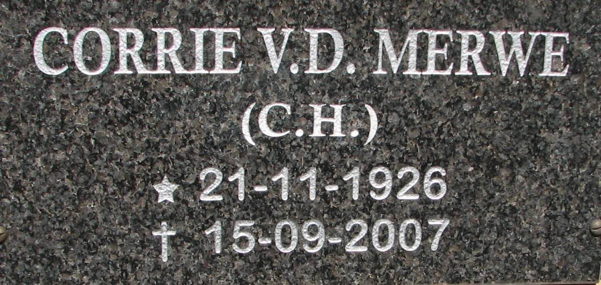 MERWE C.H., v.d. 1926-2007