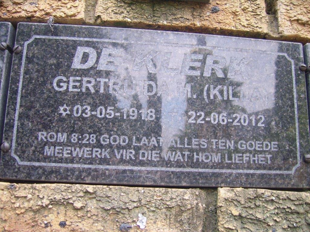 KLERK Gertruida M., de 1918-2012