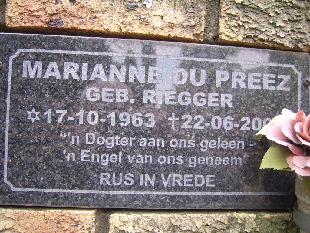 PREEZ Marianne, du nee RIEGGER 1963-200?