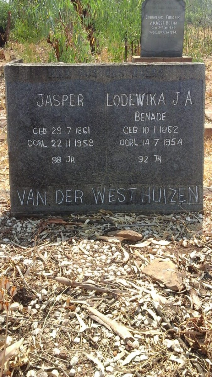 WESTHUIZEN Jasper, van der 1861-1959 &amp; Lodewika J.A. BENADE 1862-1954