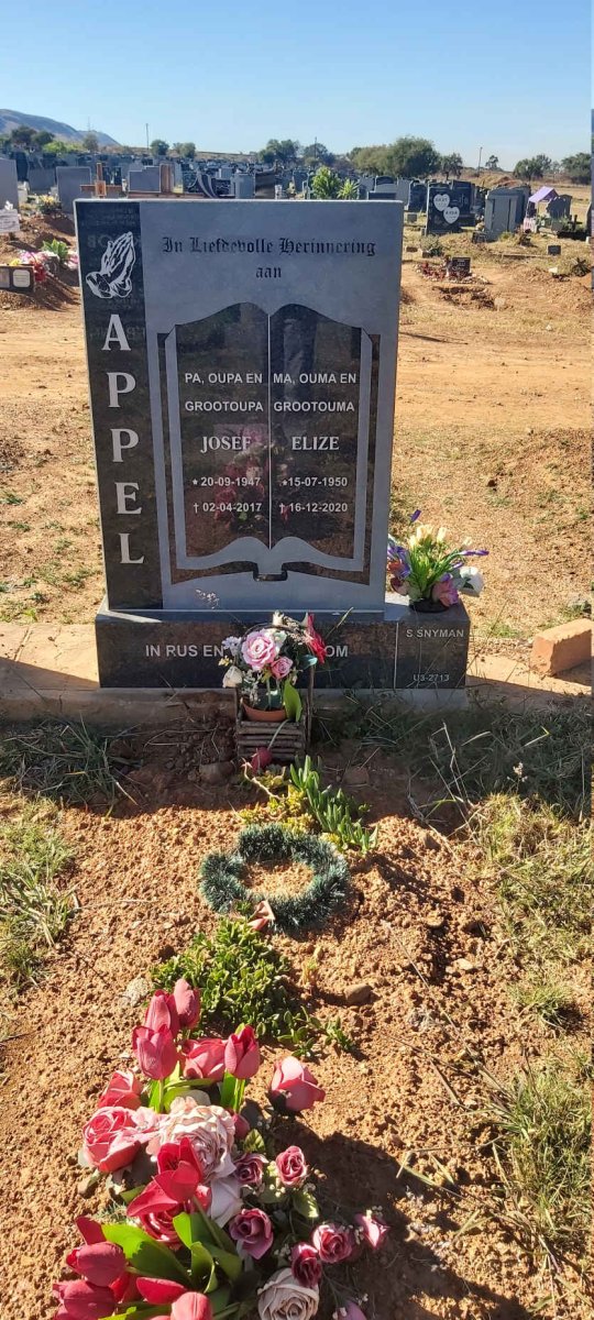 APPEL Josef 1947-2017 &amp; Elize 1950-2020