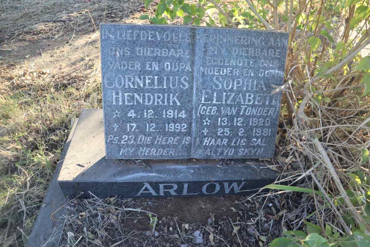 ARLOW Cornelius Hendrik 1914-1992 & Sophia Elizabeth VAN TONDER 1920-1981