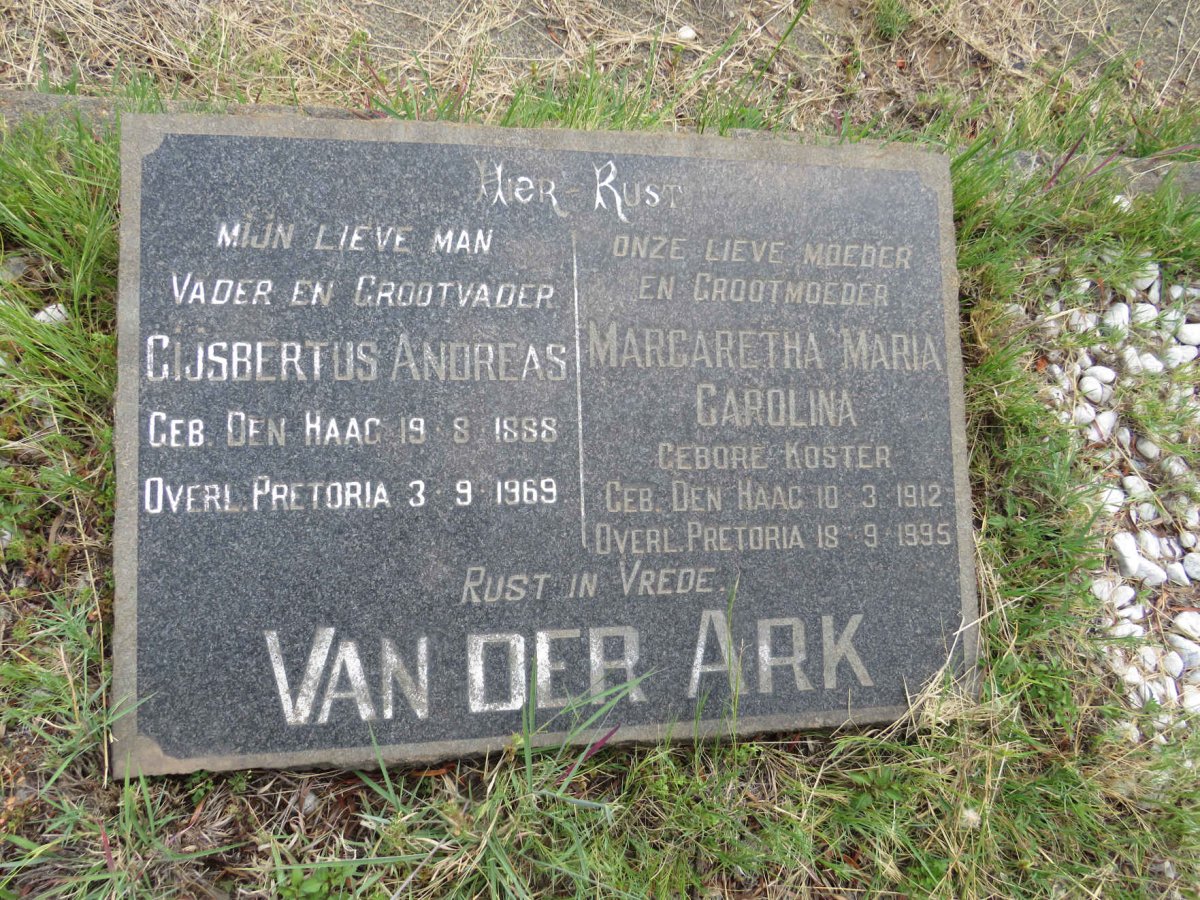 ARK Gijsbertus Andreas, van der 1888-1969 & Margaretha Maria Carolina KOSTER 1912-1995