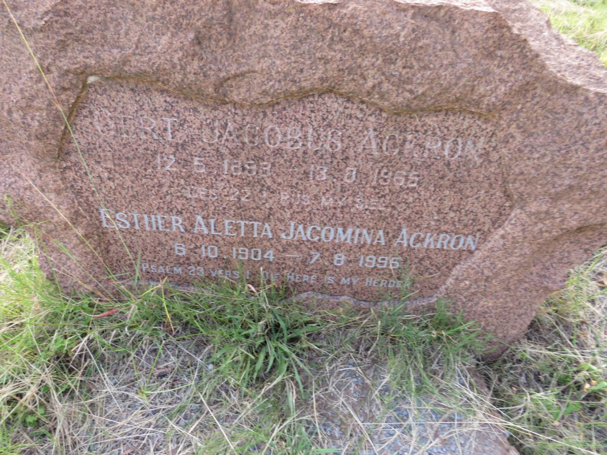 ACKRON Gert Jacobus 1898-1965 & Esther Aletta Jacomina 1904-1995