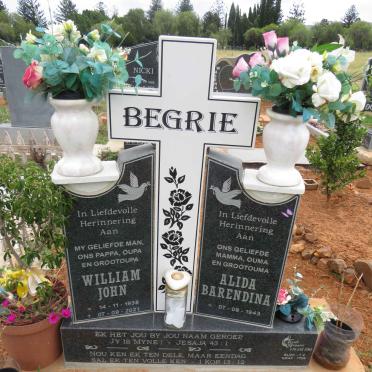 BEGRIE William John 1938-2021 & Alida Barendina 1943-