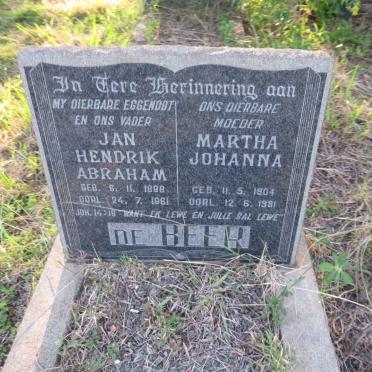 BEER Jan Hendrik Abraham, de 1898-1961 & Martha Johanna 1904-1981