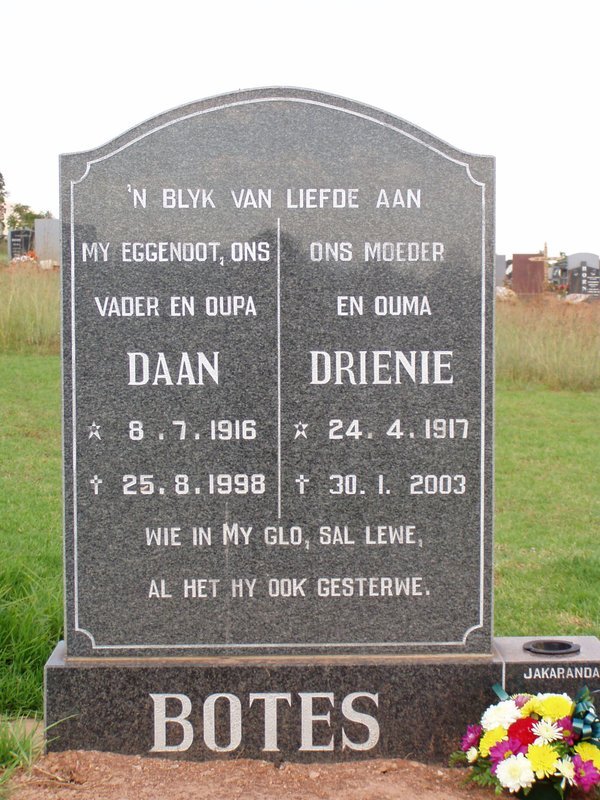 BOTES Daan 1916-1998 &amp; Drienie 1917-2003