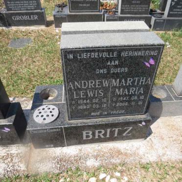 BRITZ Andrew Lewis 1944-1990 & Martha Maria 1947-2006