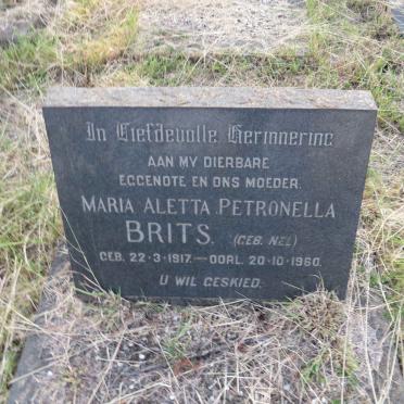 BRITS Maria Aletta Petronella nee NEL 1917-1960