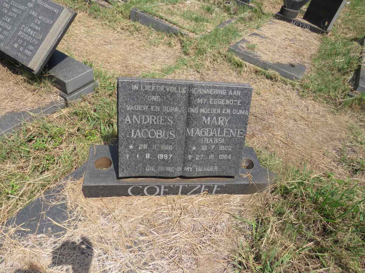 COETZEE Andries Jacobus 1916-1997 & Mary Magdalene 1923-1984