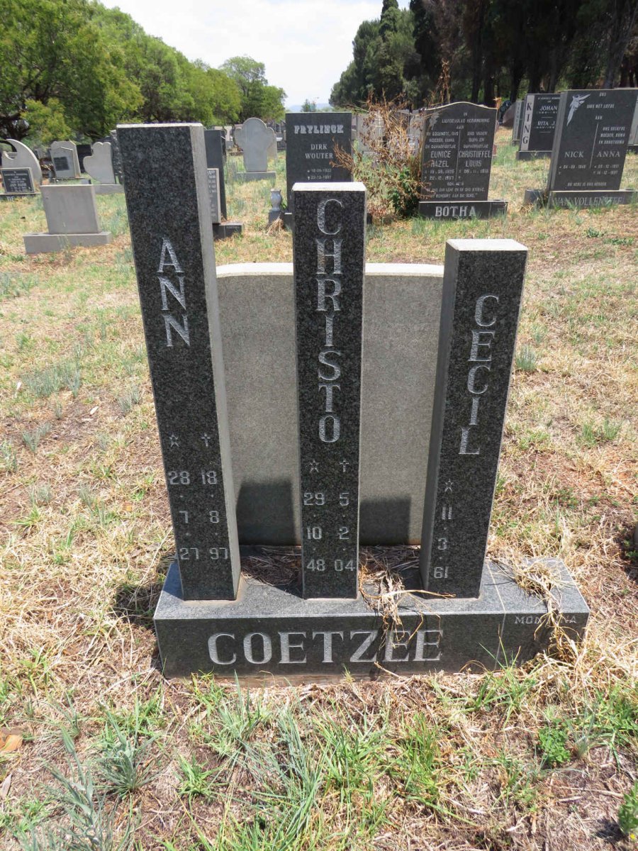 COETZEE Ann 1927-1997 :: COETZEE Christo 1948-2004 :: COETZEE Cecil 1961-