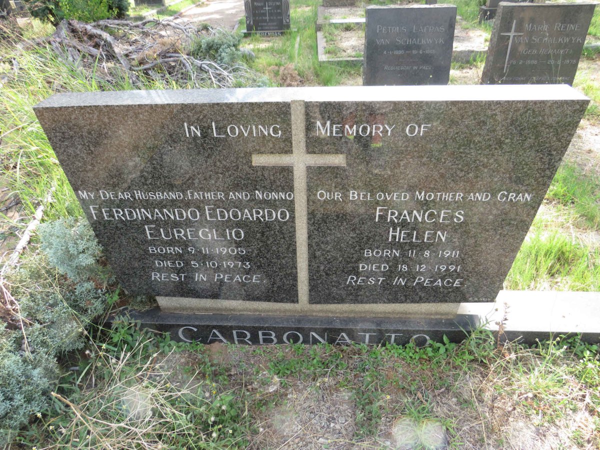 CARBONATTO Ferdinando Edoardo Eureglio 1905-1973 & Frances Helen 1911-1991