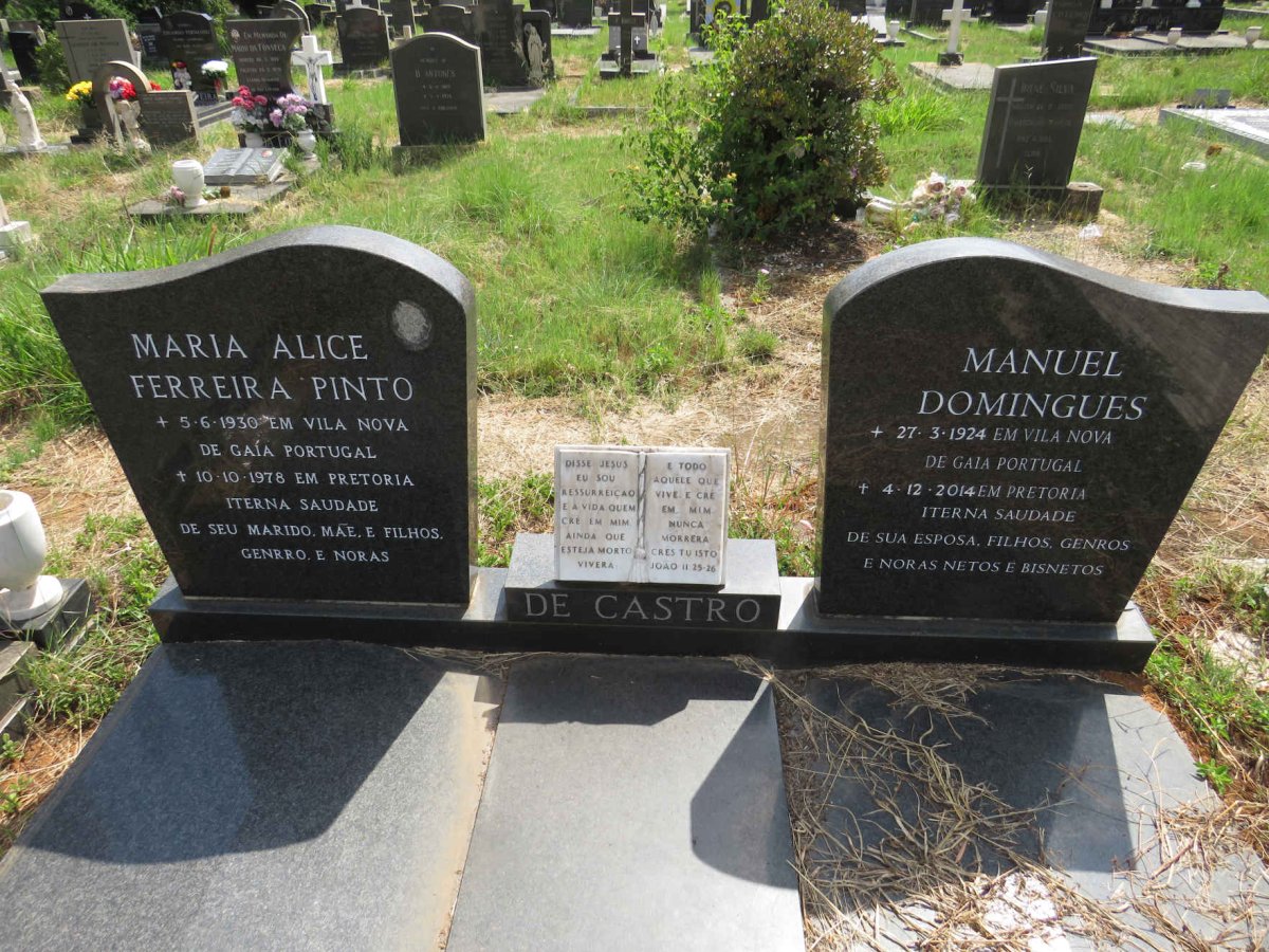 CASTRO Manuel Domingues, de 1924-2014 & Maria Alice FERREIRA PINTO 1930-1978 