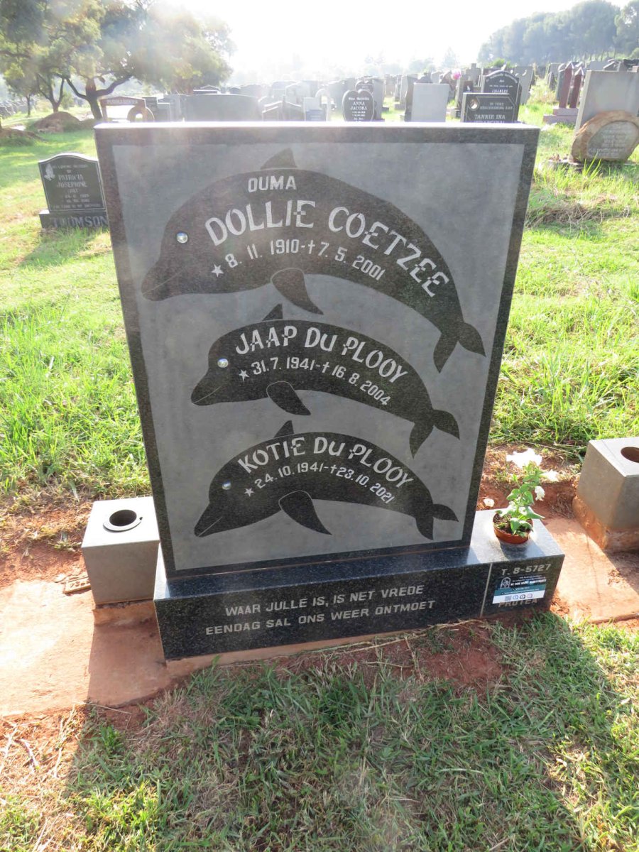 COETZEE Dollie 1910-2001 :: DU PLOOY Jaap 1941-2004 :: DU PLOOY Kotie 1941-2021