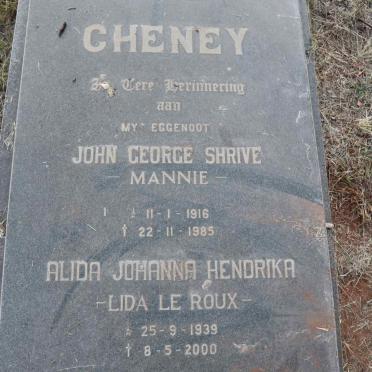 CHENEY John George Shrive 1916-1985 & Alida Johanna Hendrika LE ROUX 1939-2000
