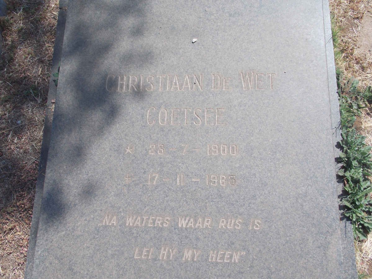 COETSEE Christiaan De Wet 1900-1965