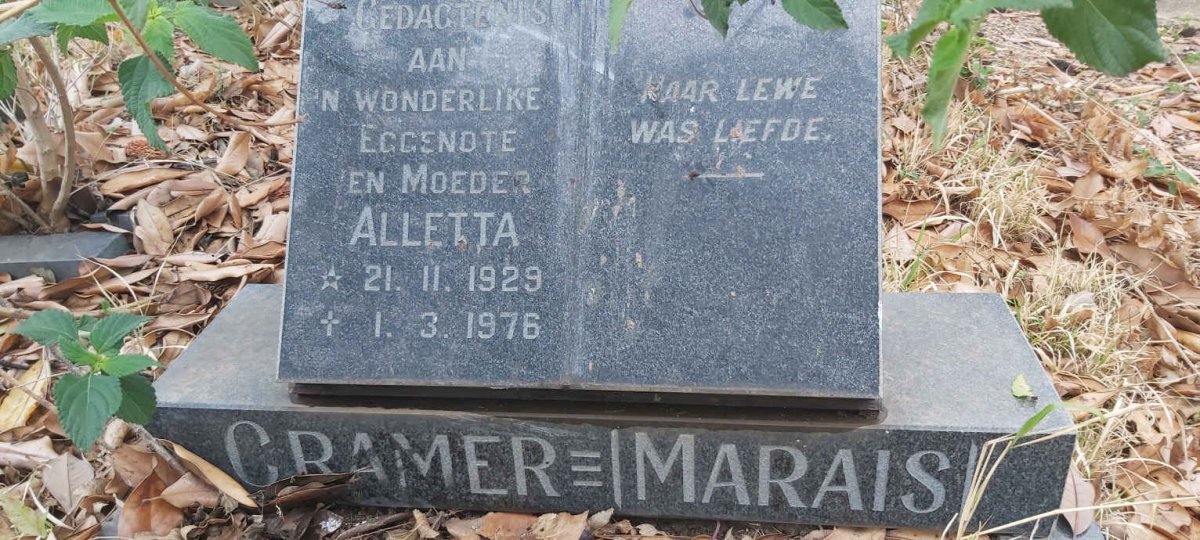 CRAMER Alletta, MARAIS 1929-1976