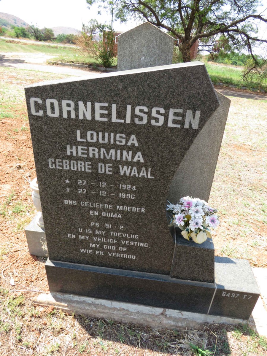 CORNELISSEN Louisa Hermina nee DE WAAL 1924-1996