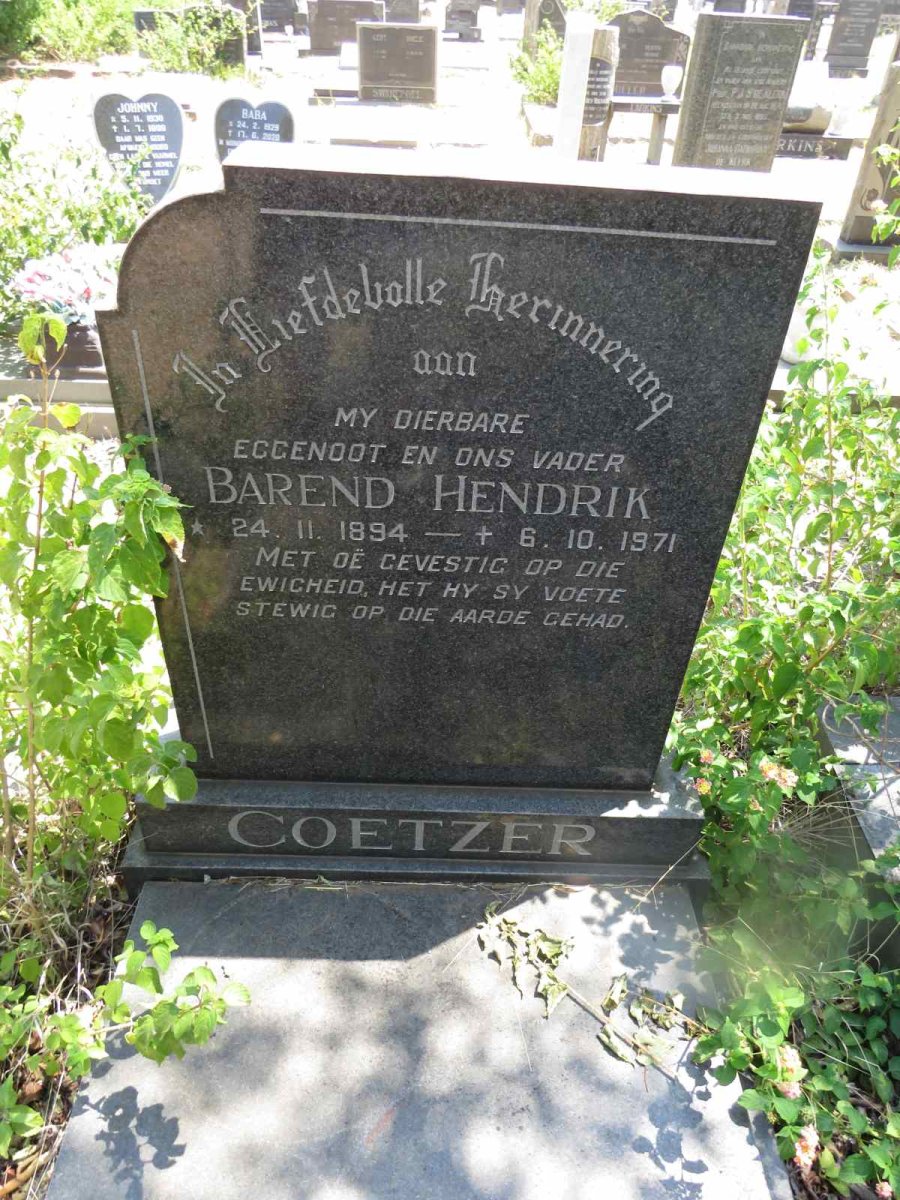 COETZER Barend Hendrik 1894-1971
