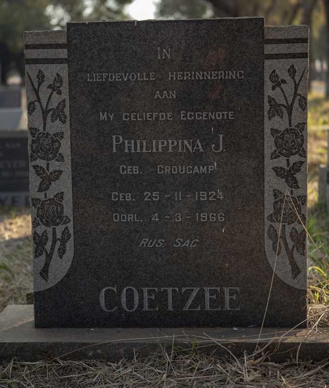 COETZEE Philippina J. nee CROUCAMP 1924-1966