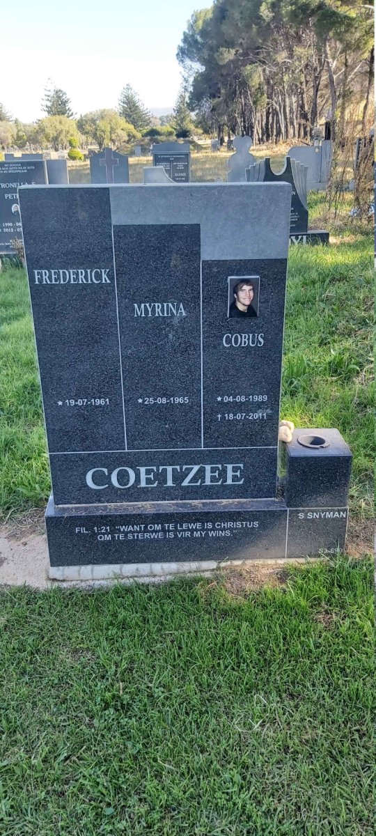 COETZEE Frederick 1961- &amp; Myrina 1965- :: COETZEE Cobus 1989-2011