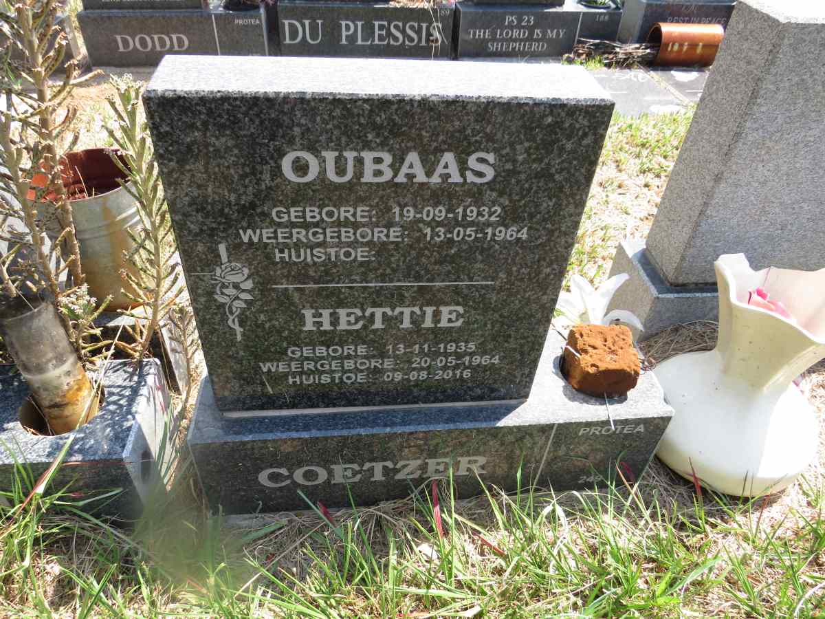 COETZER Oubaas 1932- & Hettie 1935-2016