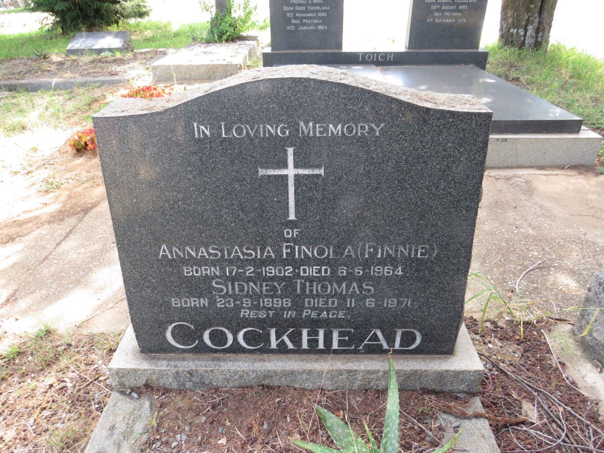 COCKHEAD Sidney Thomas 1898-1971 & Annastasia Finola 1902-1964