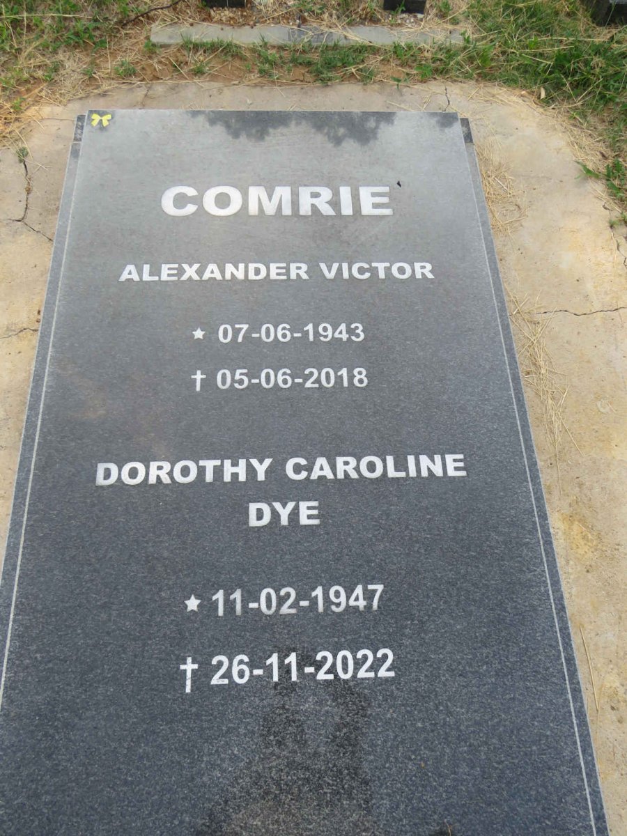 COMRIE Alexander Victor 1943-2018 & Dorothy Caroline DYE 1947-2022
