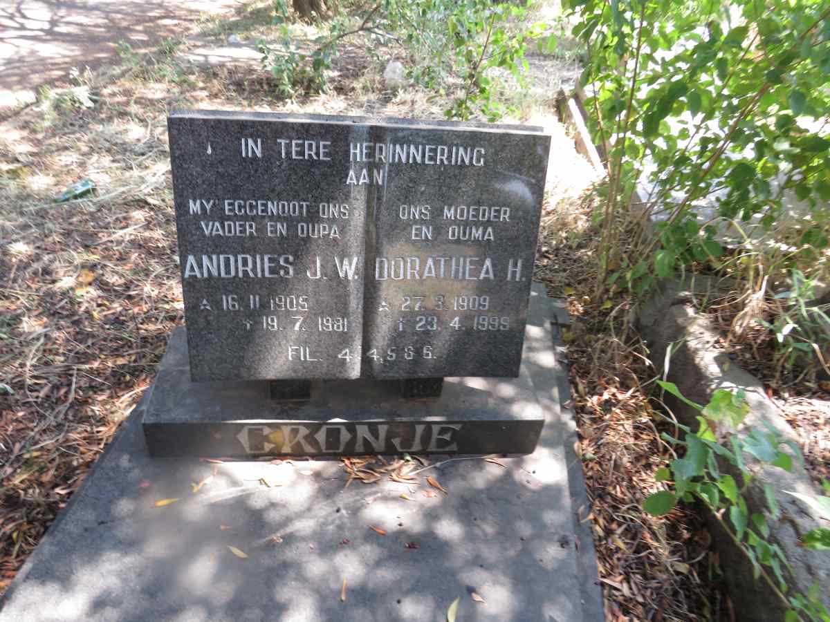 CRONJE Andries J.W. 1905-1981 & Dorathea H. 1909-1999