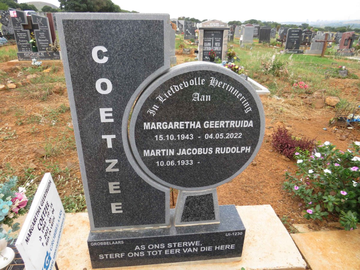 COETZEE Martin Jacobus Rudolph 1933- & Margaretha Geertruida 1943-2022