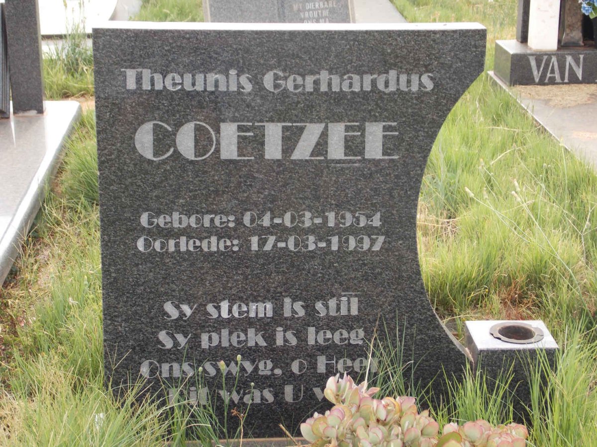 COETZEE Theunis Gerhardus 1954-1997