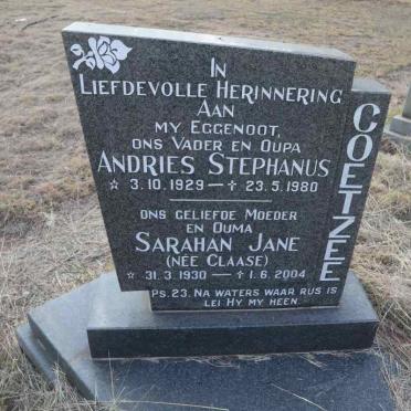 COETZEE Andries Stephanus 1929-1980 & Sarahan Jane CLAASE 1930-2004