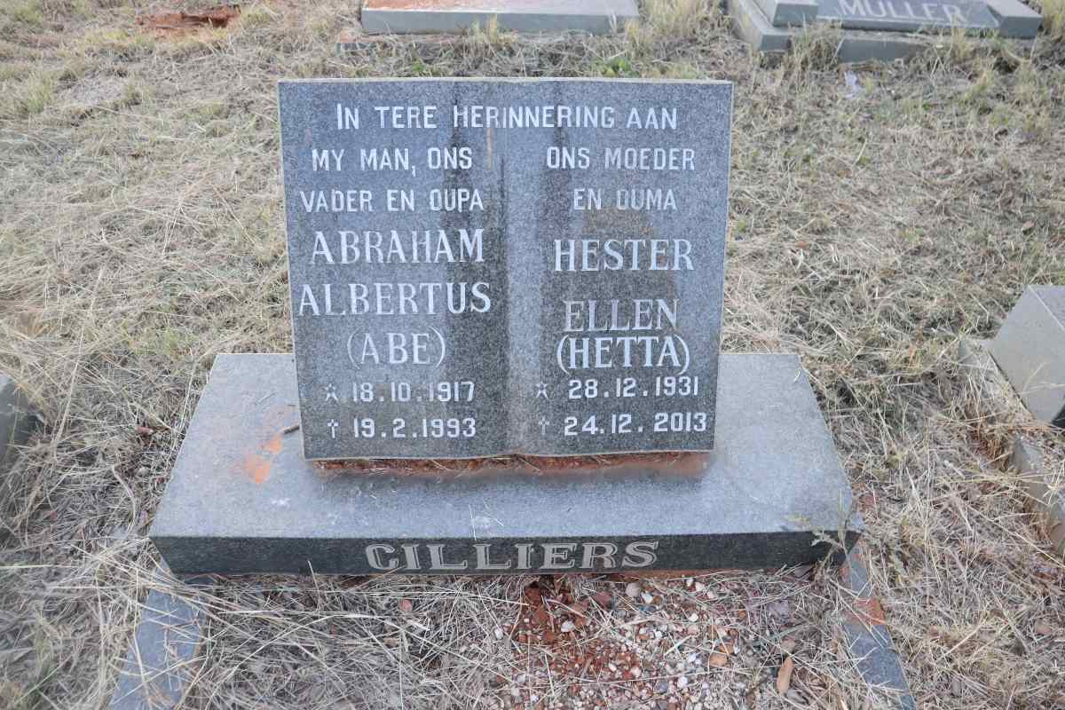 CILLIERS Abraham Albertus 1917-1993 & Hester Ellen 1931-2013