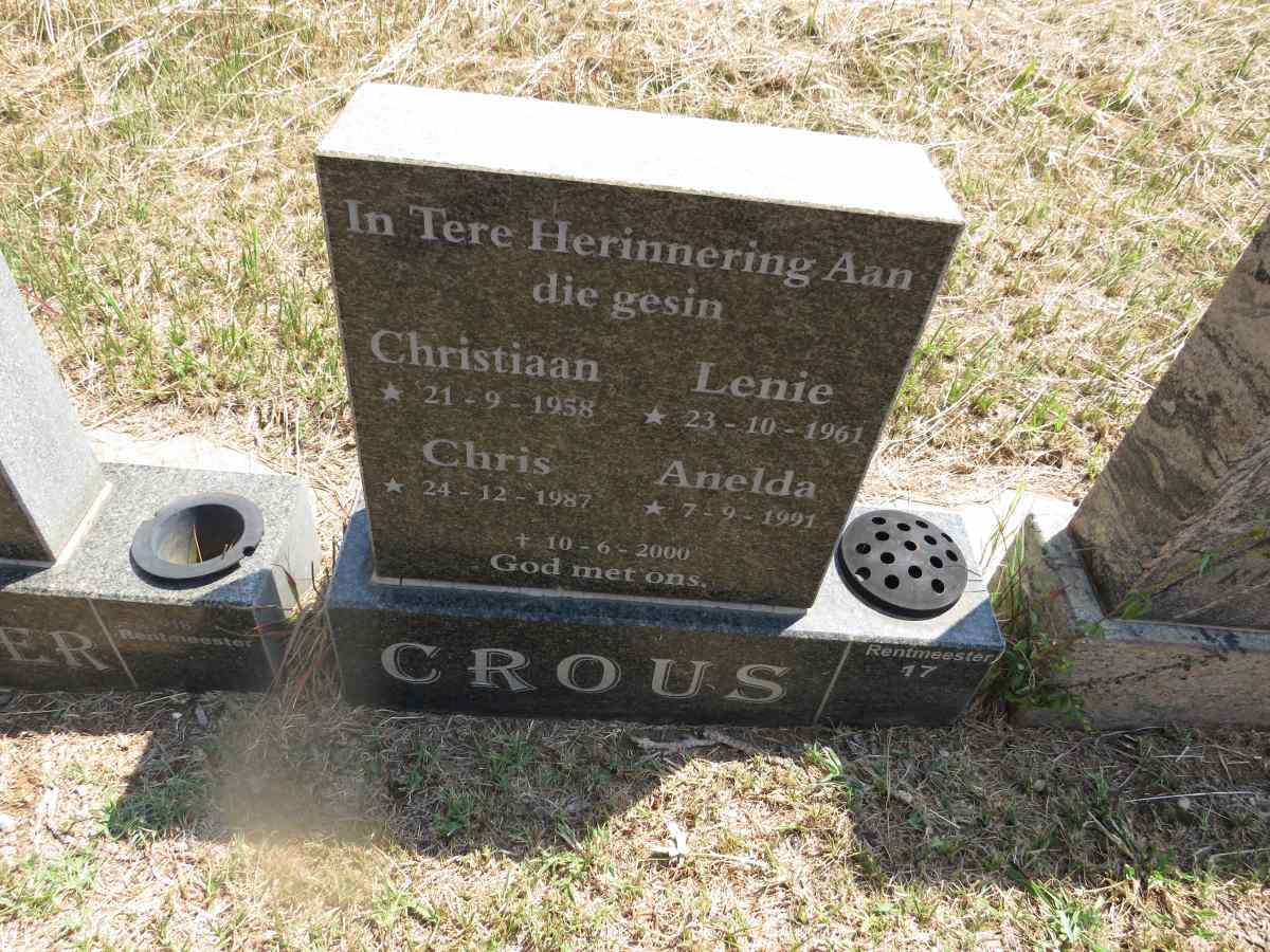 CROUS Christiaan 1958-2000 & Lenie 1961-2000 :: CROUS Chris 1987-2000 :: CROUS Anelda 1991-2000