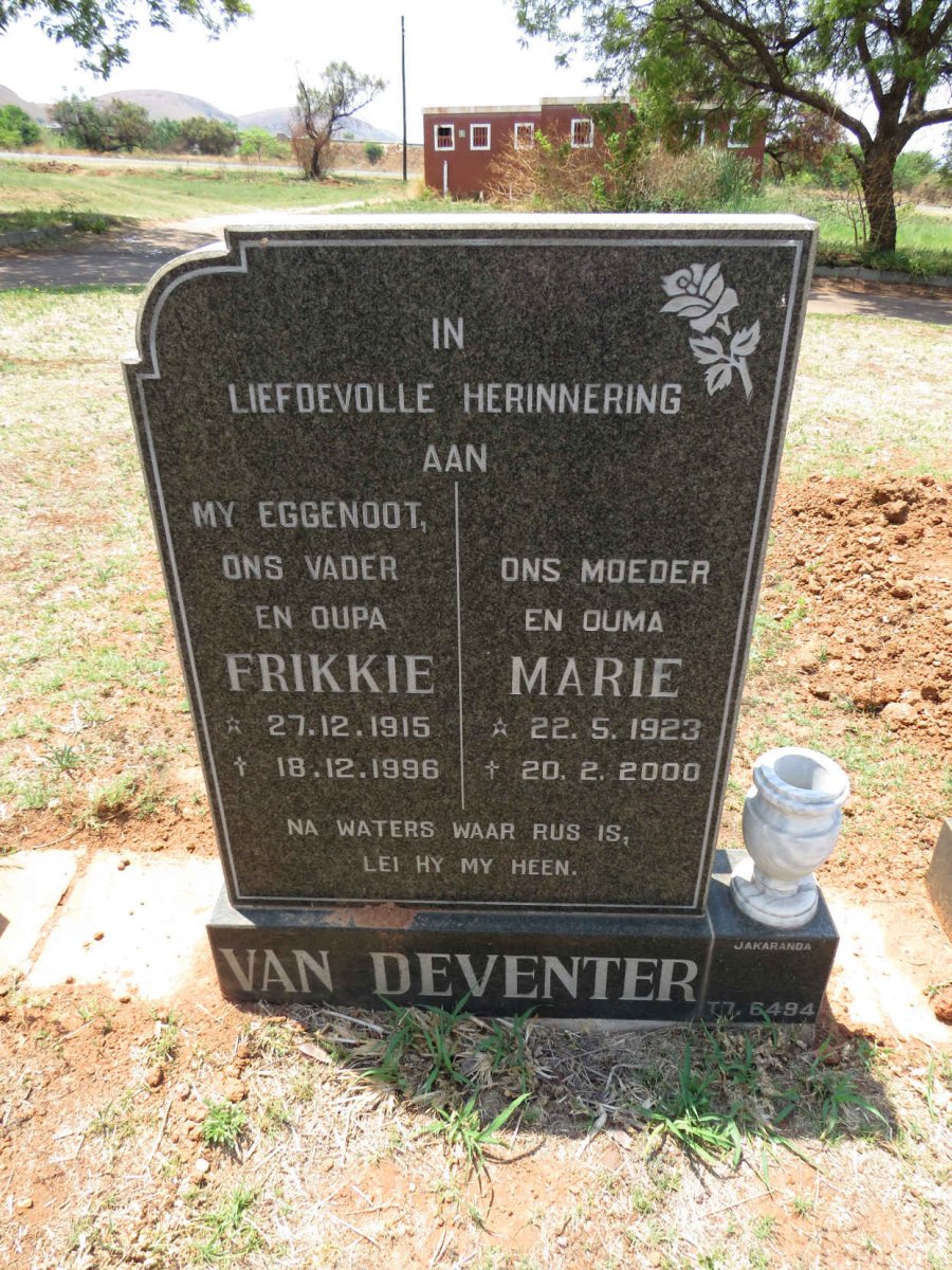 DEVENTER Frikkie, van 1915-1996 & Marie 1923-2000