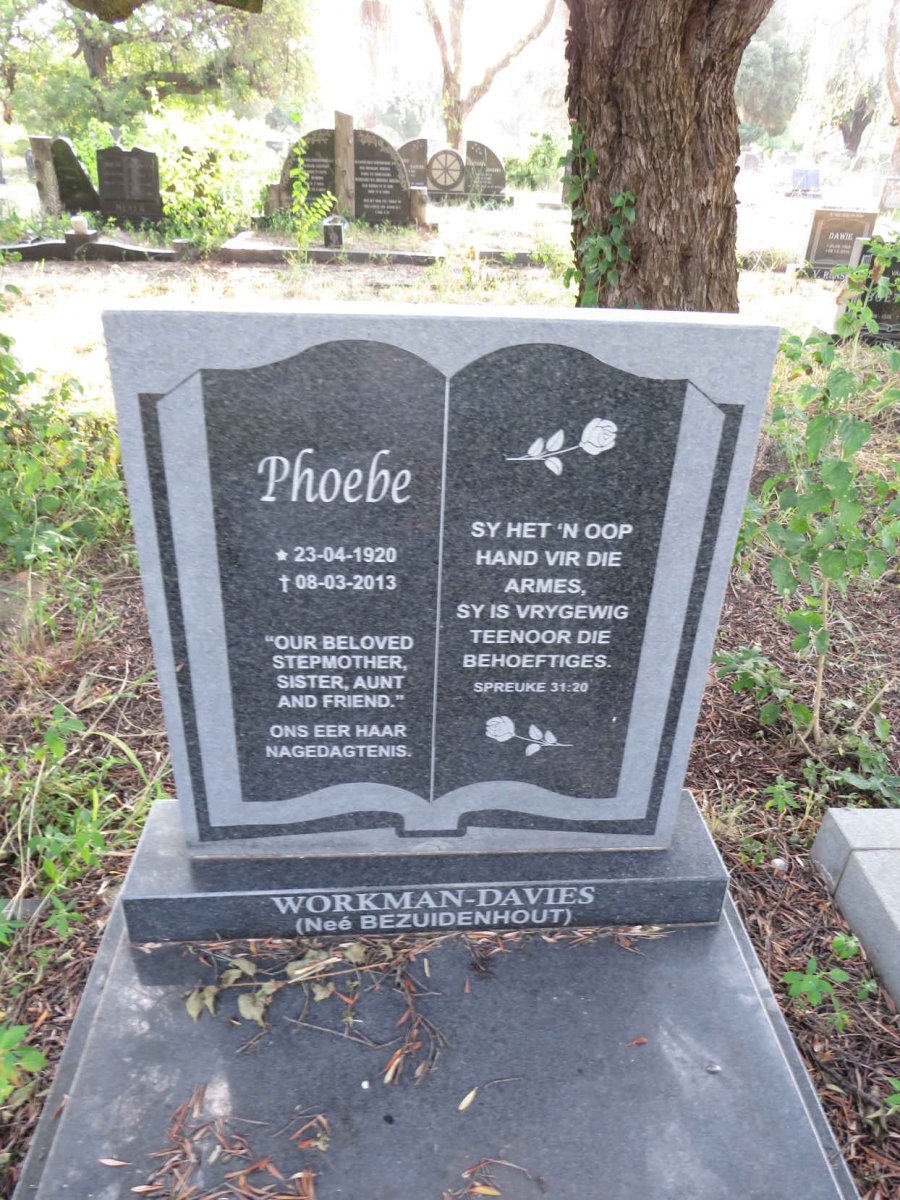 DAVIES Phoebe, WORKMAN- nee BEZUIDENHOUT 1920-2013