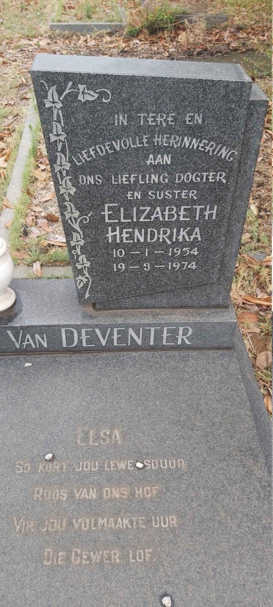 DEVENTER Elizabeth Hendrika, van 1954-1974