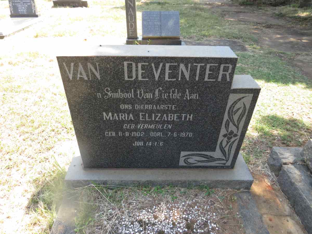 DEVENTER Maria Elizabeth, van nee VERMEULEN 1902-1970