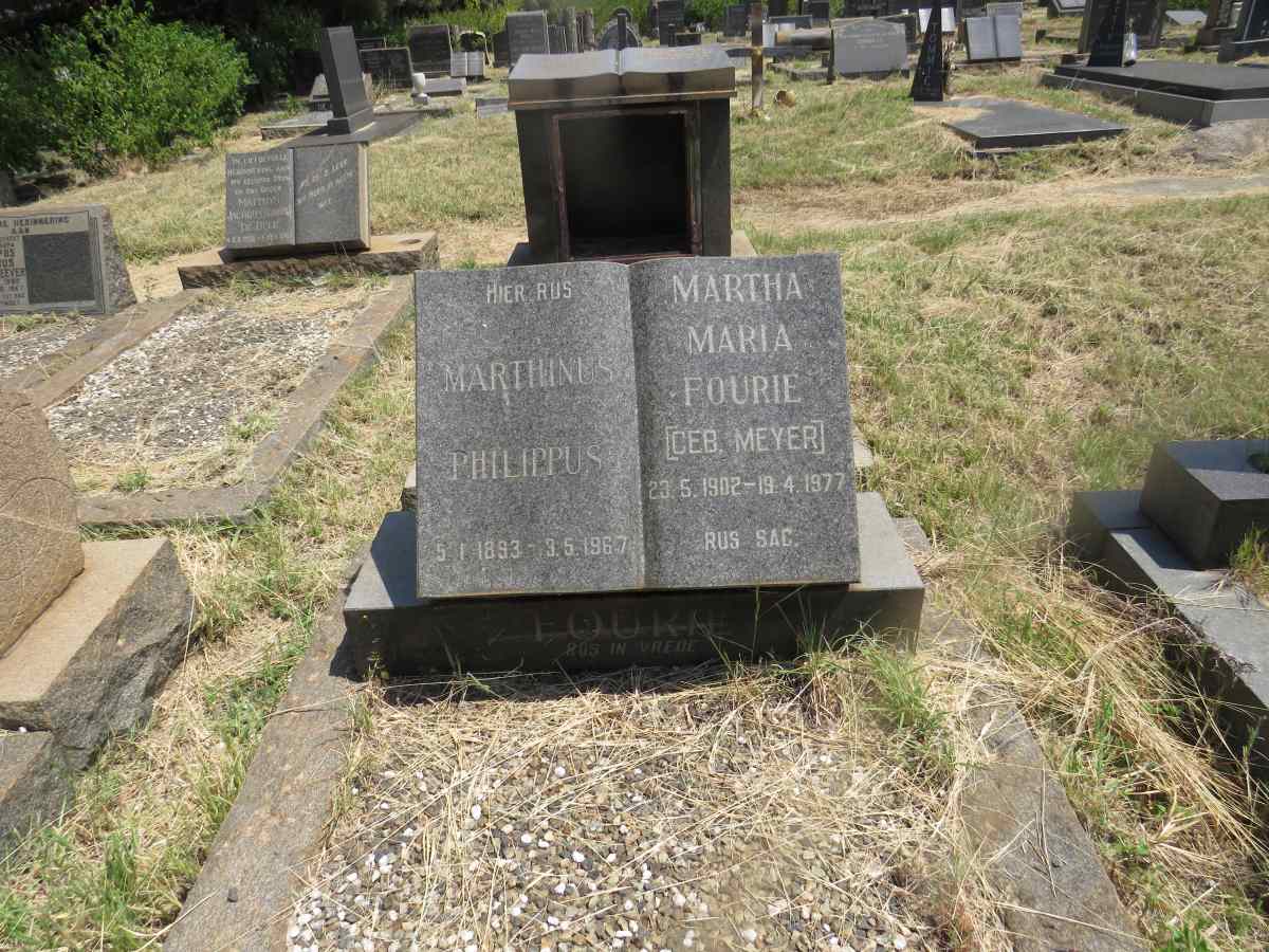 FOORD Marthinus Philippus 1893-1967 & Martha Maria FOURIE nee MEYER 1902-1977