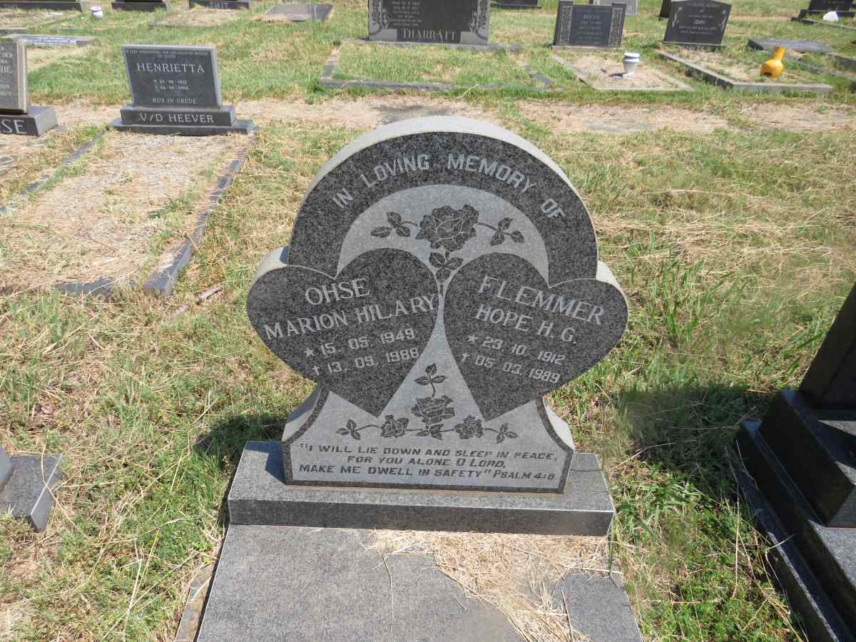 FLEMMER Hope H.G. 1912-1989 :: OHSE Marion Hilary 1949-1988 