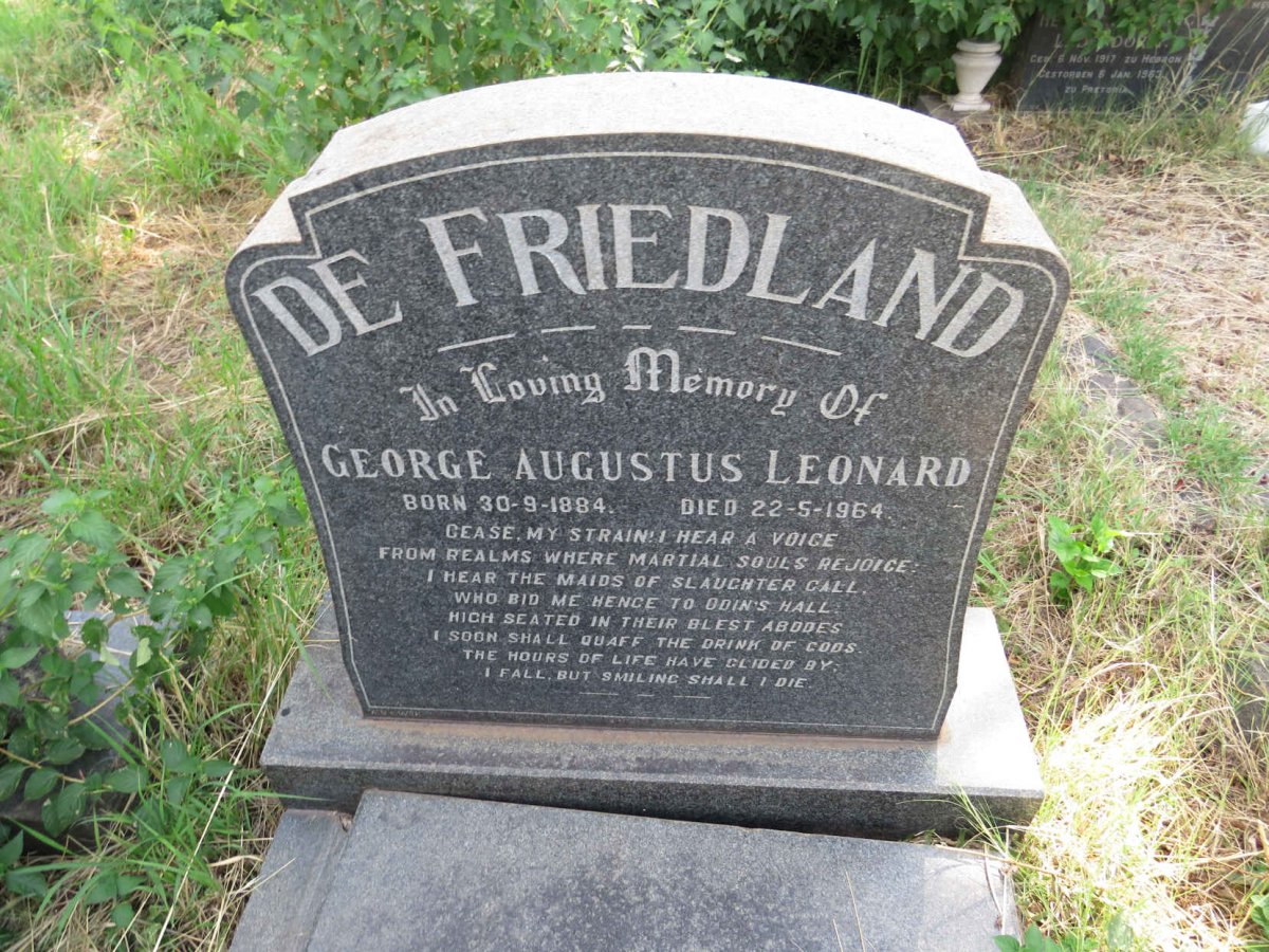 FRIEDLAND George Augustus Leonard, de 1884-1964