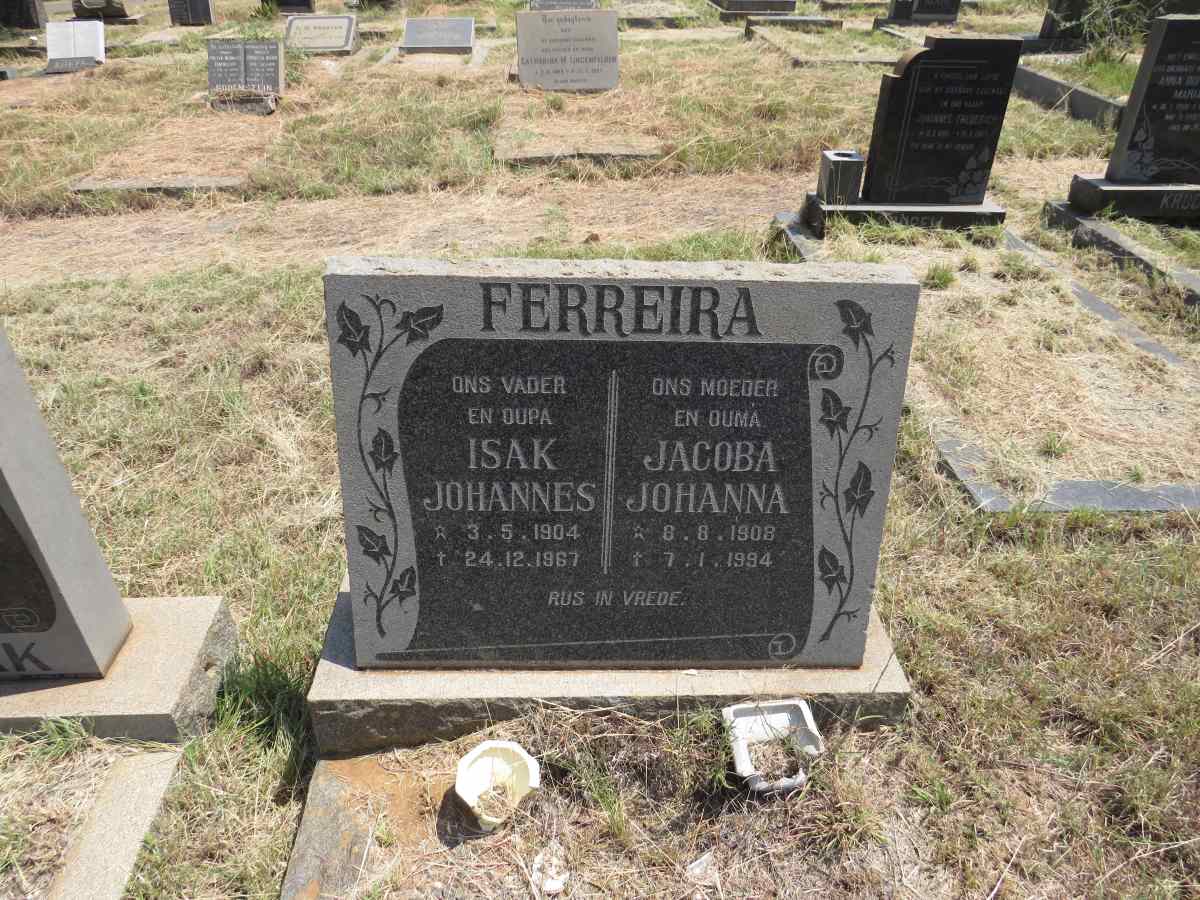FERREIRA Isak Johannes 1904-1967 & Jacoba Johanna 1908-1994