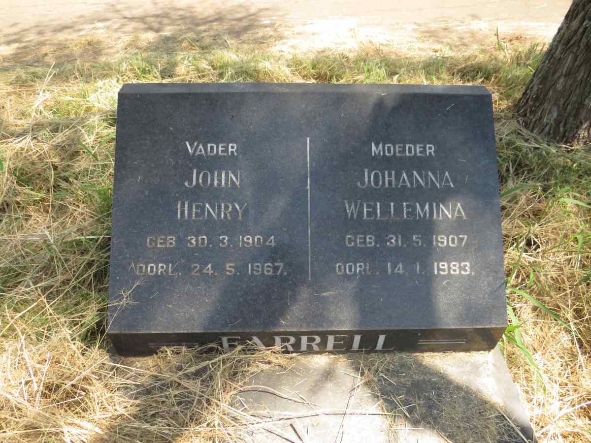 FARRELL John Henry 1904-1967 & Johanna Wellemina 1907-1983