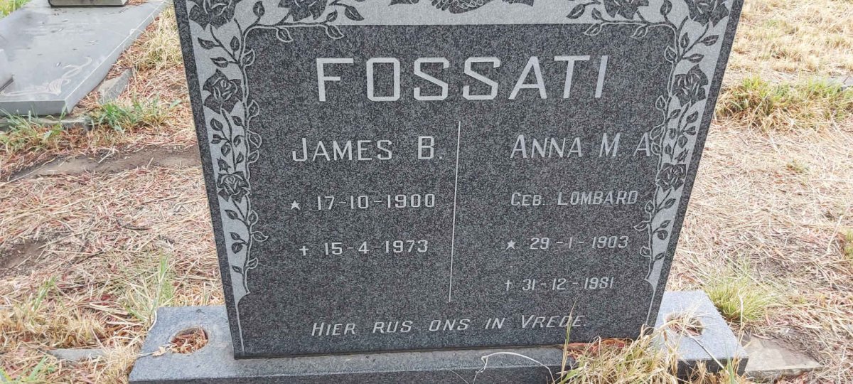 FOSSATI James B. 1900-1973 & Anna M.A. LOMBARD 1903-1981