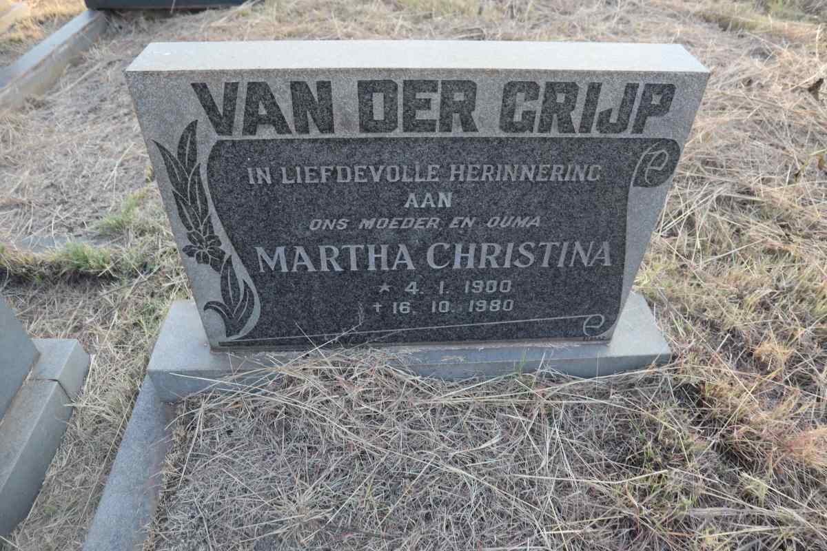 GRIJP Martha Christina, van der 1900-1980