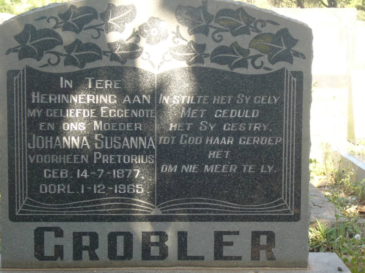 GROBLER Johanna Susanna nee PRETORIUS 1877-1965