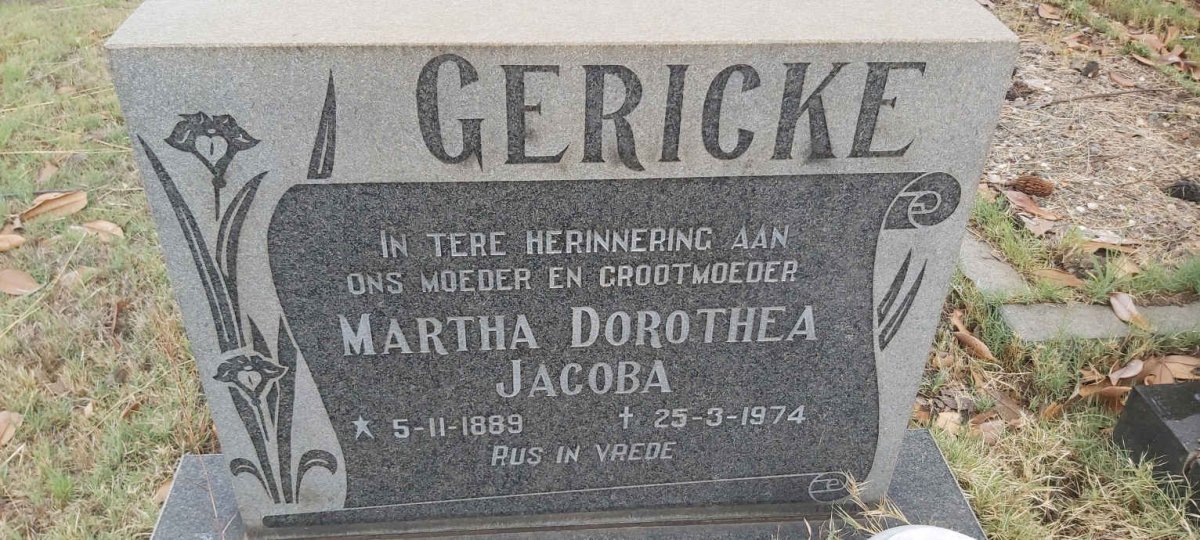 GERICKE Martha Dorothea Jacoba 1889-1974