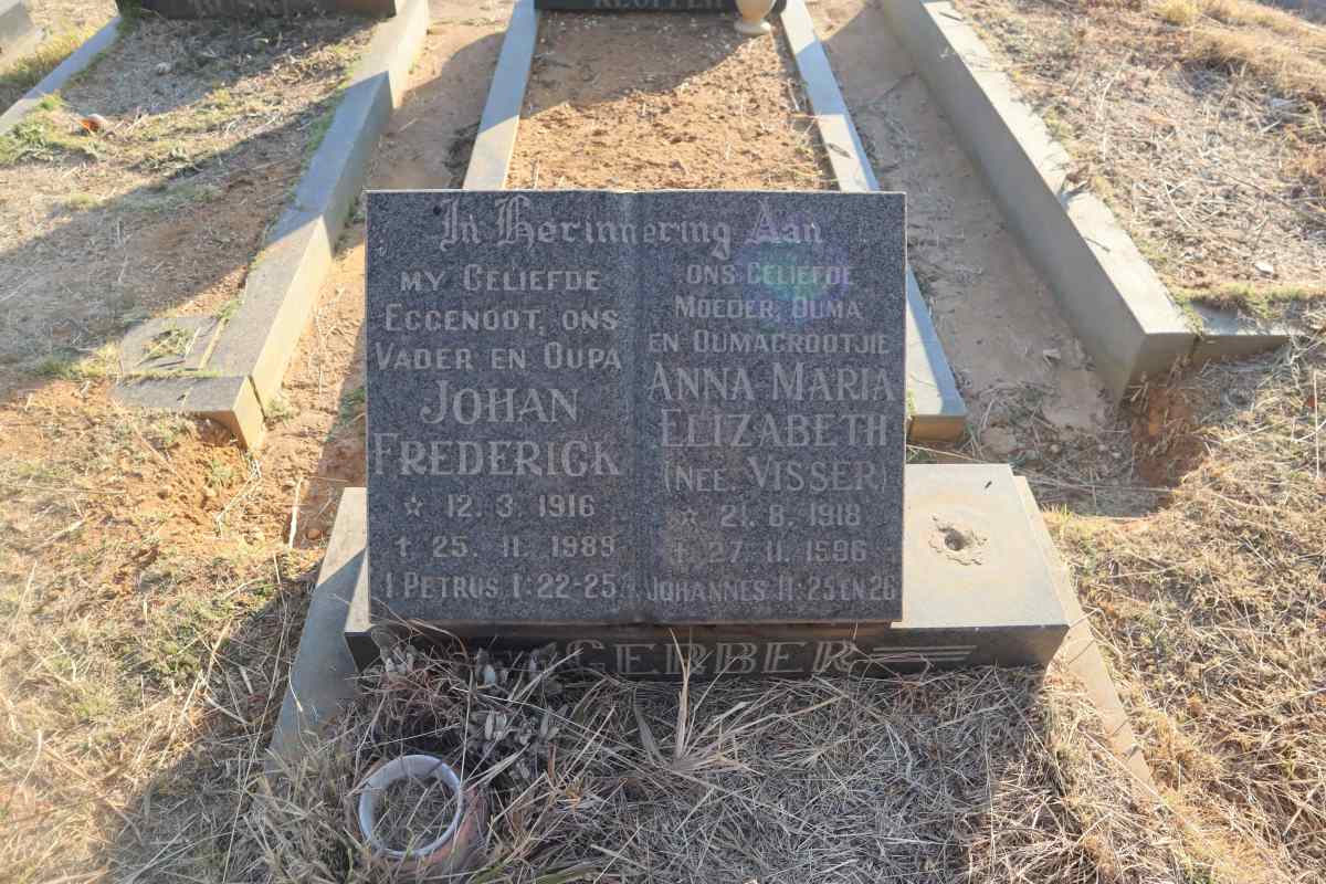 GERBER Johan Frederick 1916-1989 & Anna Maria Elizabeth VISSER 1918-1996