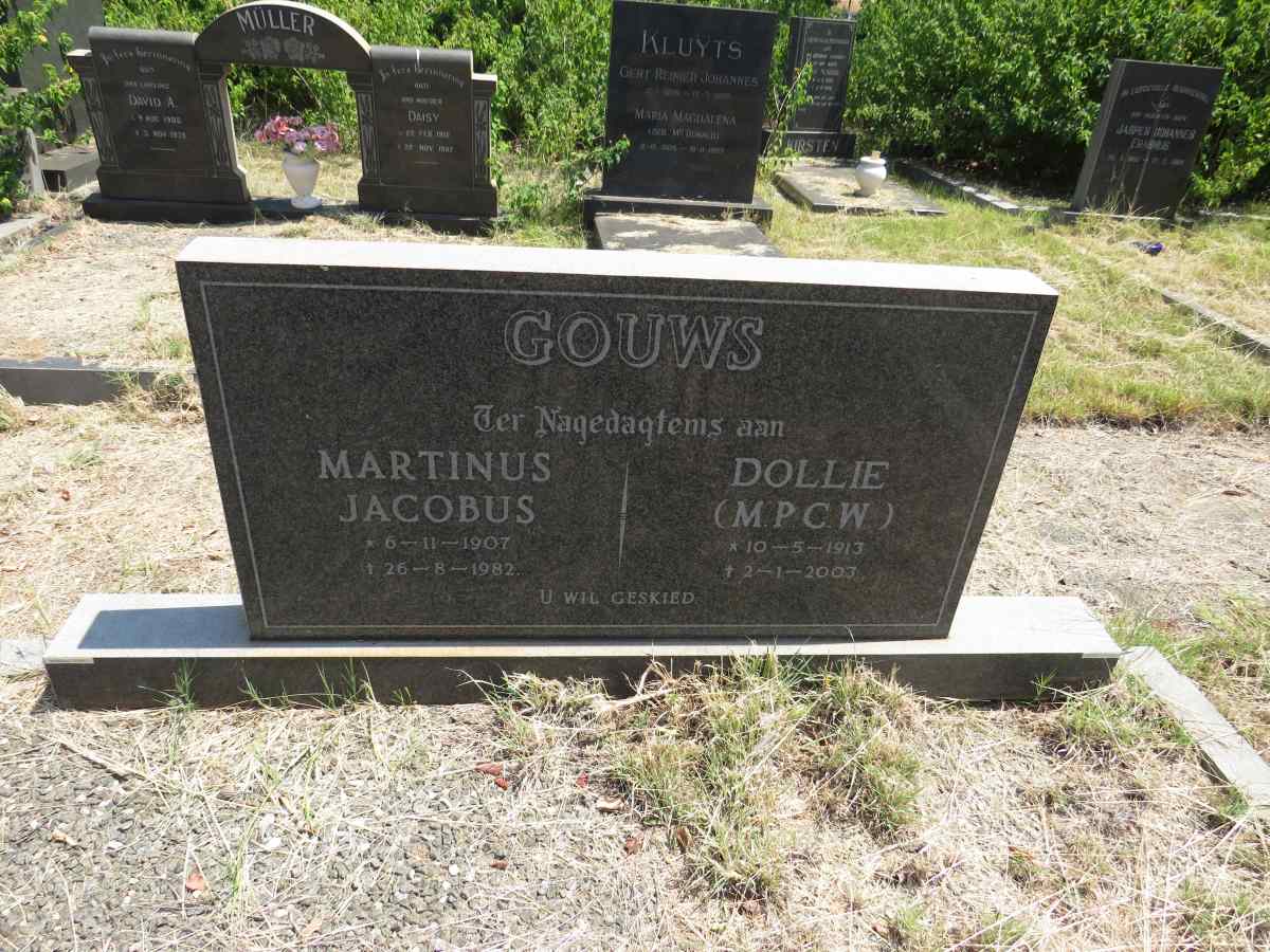 GOUWS Martinus Jacobus 1907-1982 & M.P.C.W. 1913-2003