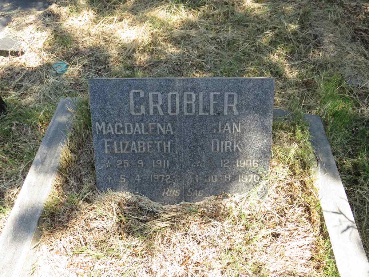 GROBLER Jan Dirk 1906-1970 & Magdalena Elizabeth 1911-1972